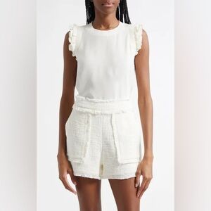 Cinq à Sept ruffle Lenore 100% silk ivory cream white blouse size M